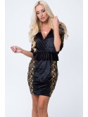 Rochie din velur cu peplum, neagra MP60260 - Magazin online - Boutique